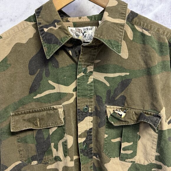 Vintage Duck Bay Camo Shirt Mens XL Button Up Long Sleeve Outdoor Hunting - Picture 3 of 11
